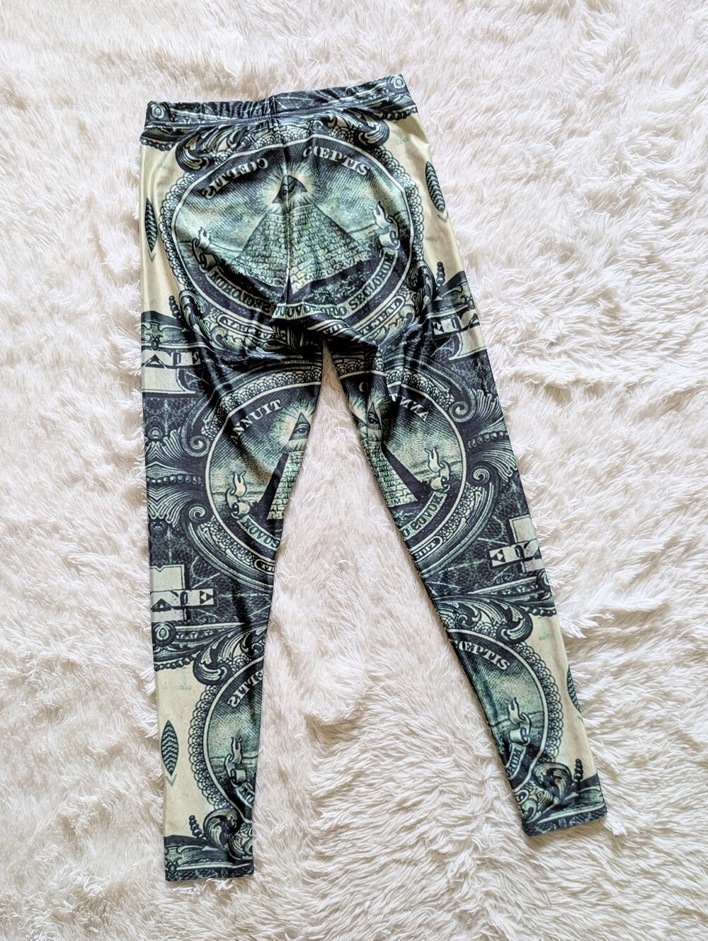 Blackmilk Old School The Dollar Green Illuminati Themed Leggings Size Large - Picture 6 of 13